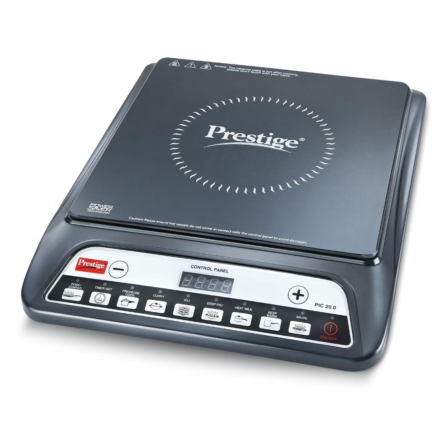 Prestige PIC 20 Induction Cooktop 1600 Watts with 4KV Surge Protection, 8 Indian Preset Menus, Timer & Soft Touch Controls – Portable Electric Induction Stove Black
